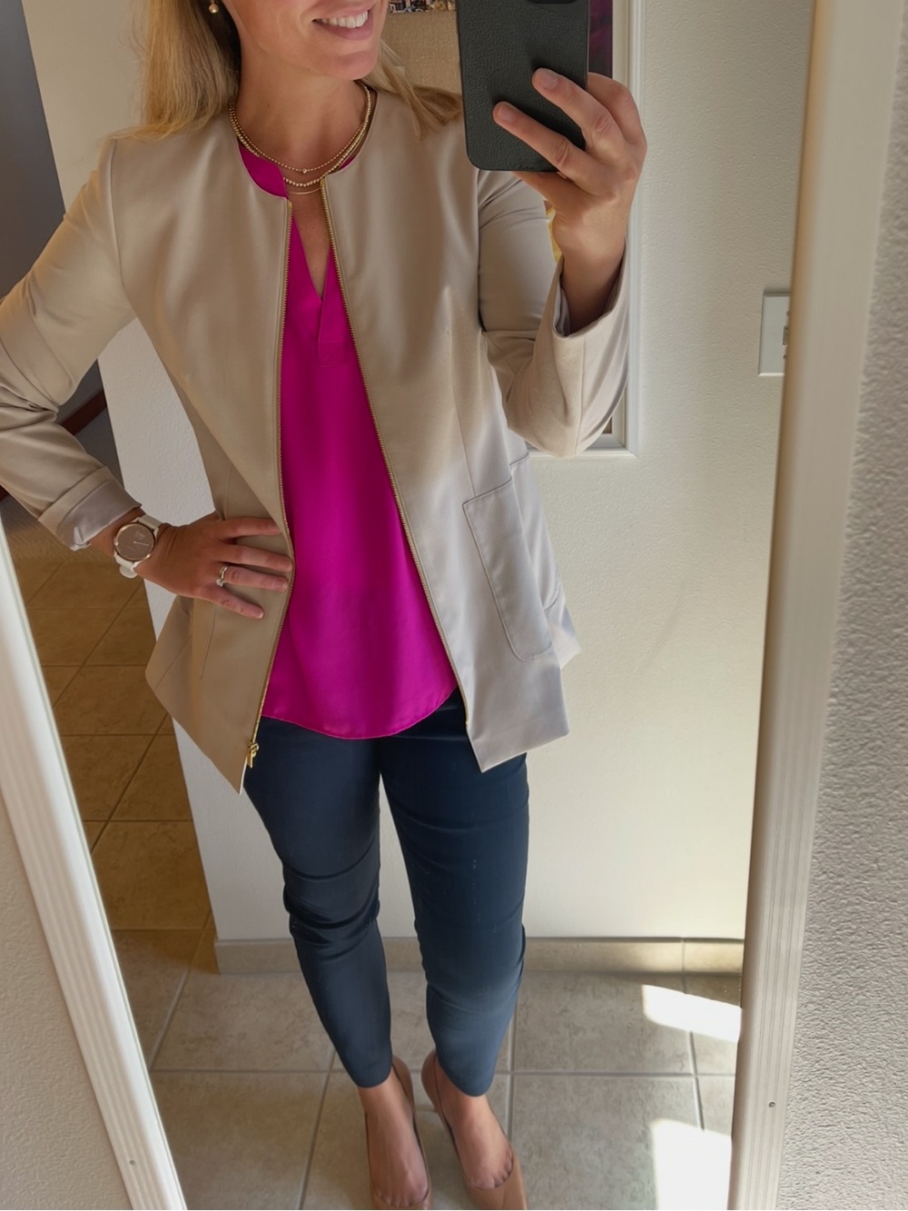 Calvin Klein Cream Open-Front Blazer, Size 6